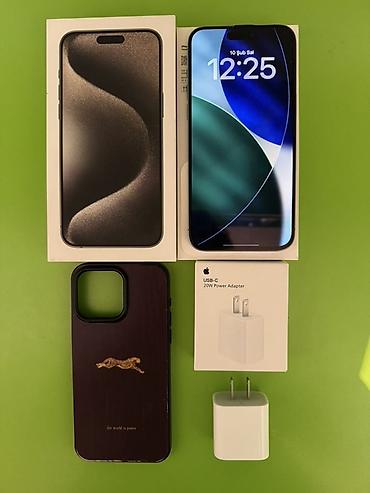Apple iPhone: IPhone 15 Pro Max, 256 GB, Natural Titanium, Simsiz şarj, Face ID, Sənədlərlə — 1