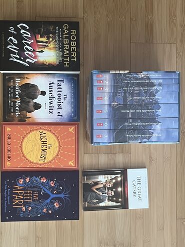 Bədii ədəbiyyat: Harry potter 45azn 
The great gatsby 5 azn
Qalan kitablar 10azn