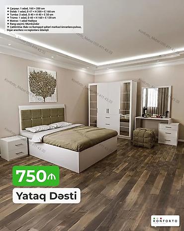 reception masa: Yataq Dəsti – 750 ₼ Komplekt tərkibi və ölçülər: - Çarpayı: 1 ədəd — 1