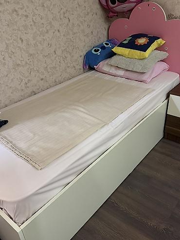 sumqayıt mebel: Uşaq/yeniyetmə çarpayısı – bulud formalı çəhrayı başlıqla - Ölçü — 1