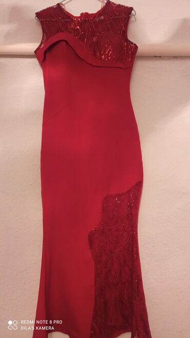 велюр платье: Вечернее платье, Длинная модель, Без рукавов, С пайетками, S (EU 36)