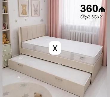 Uşaq mebeli: Uşaqlar üçün iki səviyyəli çekmecəli çarpayı - Ölçü: 90×2 (üst və alt — 1