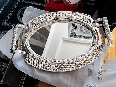 Аксессуары для кухни: Oval formal servis sini – güzgü səthli, metal çərçivə və iki yan — 1