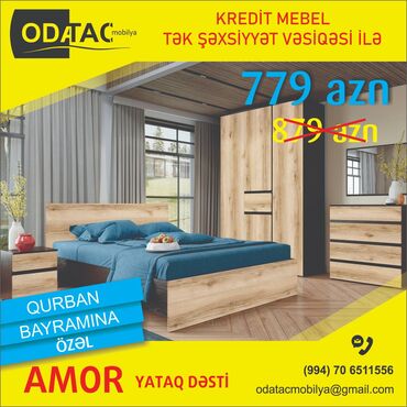 yataq otaği: Двуспальная кровать, Шкаф, Комод, 2 тумбы, Турция, Новый