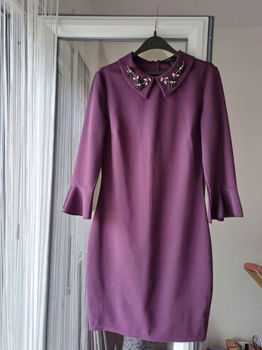 crne haljine za punije dame: M (EU 38), color - Purple, Other style, Short sleeves