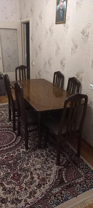 islenmis masa: Qonaq otağı üçün, İşlənmiş, Açılmayan, Oval masa, 6 stul — 2
