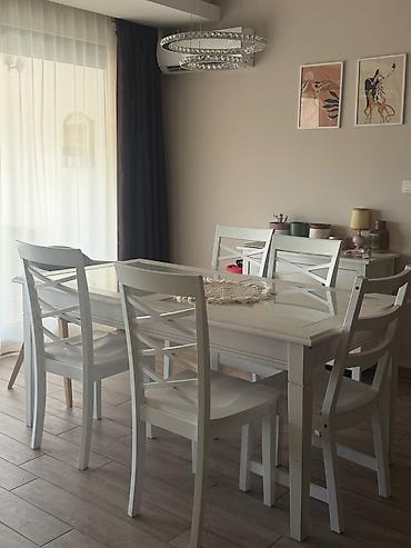 set stočića: Ikea trpezarijski set – sto i 6 stolica - Materijal: pun drveni ram u — 1
