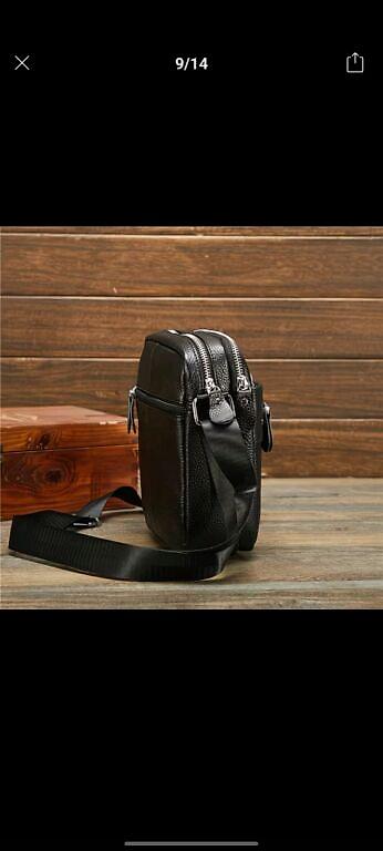 Классические сумки: Мужская черная и коричневая наплечная сумка прямоугольной формы с — 8