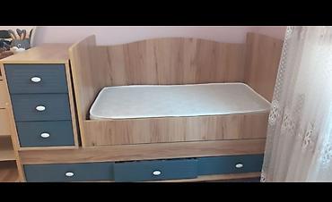 beshik: Uşaq çarpayısı və komodlu modul dəst - Material: ağac naxışlı — 1