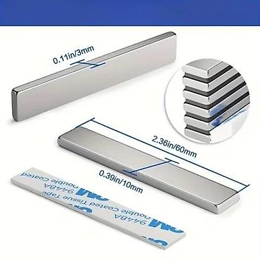 rucni nosko: Jaki neodimijumski magnetni šipkasti magneti 60x10x3mm T-31. jaki — 4
