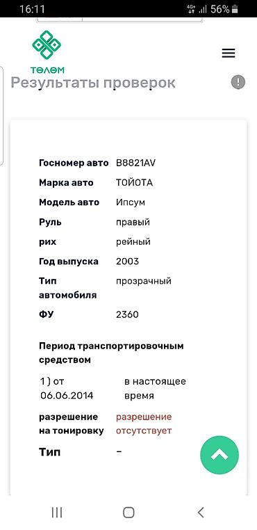 Toyota: Toyota Ipsum: 2003 г., 2.4 л, Автомат, Бензин, Минивэн — 19