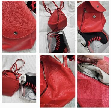 Kompleti: Komplet torba + obuća u crvenim tonovima. - Torba 1: crvena kožna — 4