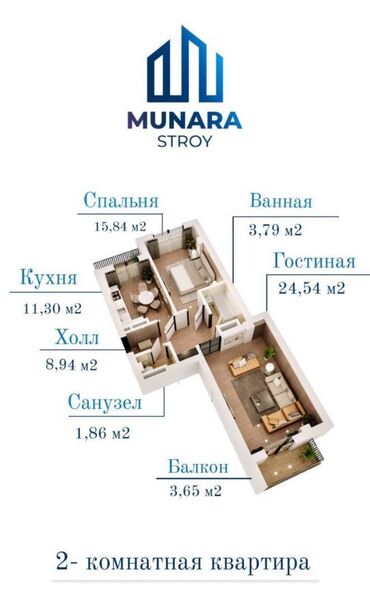 купить квартиру на рассрочку: 2 комнаты, 72 м², Элитка, 3 этаж, ПСО (под самоотделку)