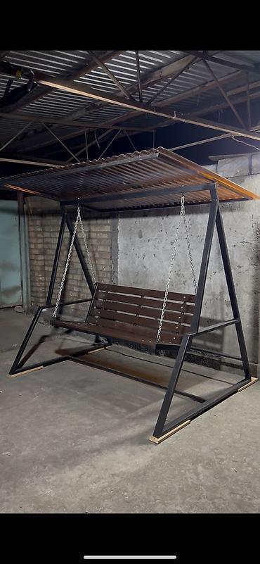паталь: Садовые качели Металл, Со спинкой, С крышей — 3