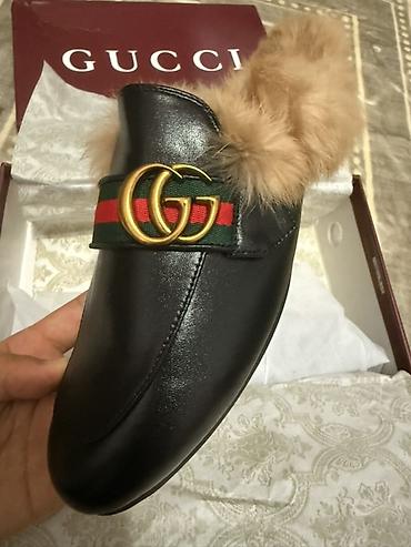 soft shell: GUCCI Princetown Leather Slippers with Fur - Модель: Princetown — 1