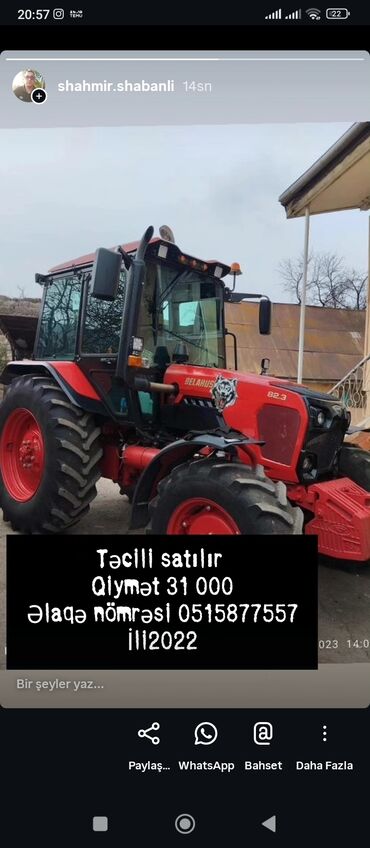 disklər təkərlər type 1: Belarus 82.3 traktor - Burun ağırlıq dəsti ilə gücləndirilmiş ön