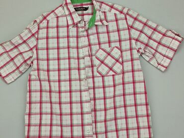 różowa koszula w kratę: Сорочка 12 р., стан - Хороший, візерунок - Клітинка, колір - Рожевий