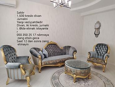 Klassik üslubda qonaq otağı dəsti Tərkibi: - 1 ədəd üçnəfərlik divan