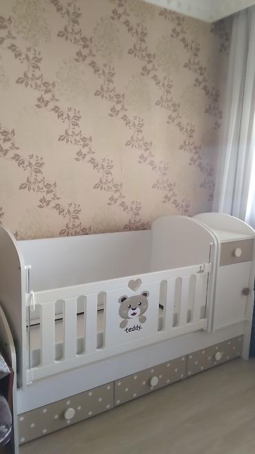 usag mebelleri: Uşaq beşiyi – “Teddy” dizaynlı kombi model - Rəng: ağ və bej tonları — 1