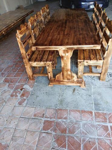 Masa və oturacaq dəstləri: Mətbəx üçün, Açılmayan, Dördbucaq masa, 8 stul — 7