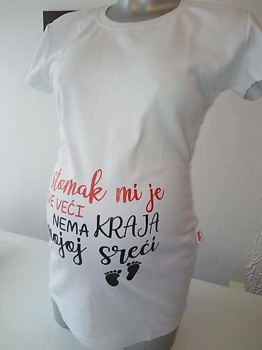 Majice kratkih rukava: Trudničke bele majice sa štampom – udobne i duhovite. Model kratki — 14