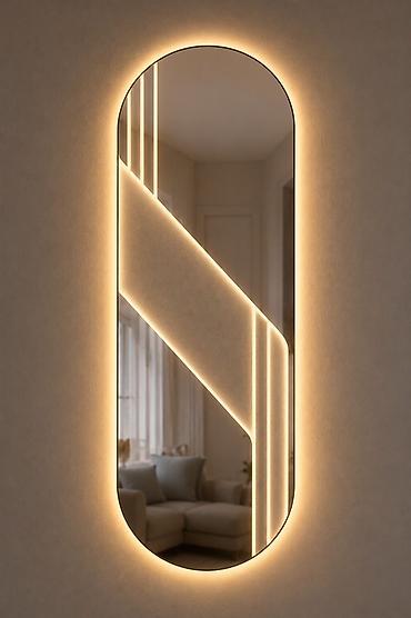 s guzgu: Güzgü Divar üçün, Oval, Dekorativ, Arxa işıqlı — 1