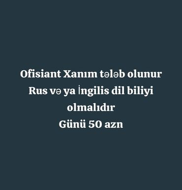 Aşpazlar: Ofisiant tələb olunur, Gündəlik ödəniş