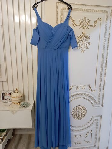 автомобиль на свадьбу: Mavi rəngli zərif ziyafət/libas - Model: Uzun, A-kesim siluet -