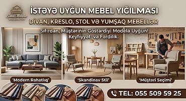 заказ мебели: İstəyə uyğun mebel yığılması xidməti - Divan, kreslo, stol və yumşaq — 2