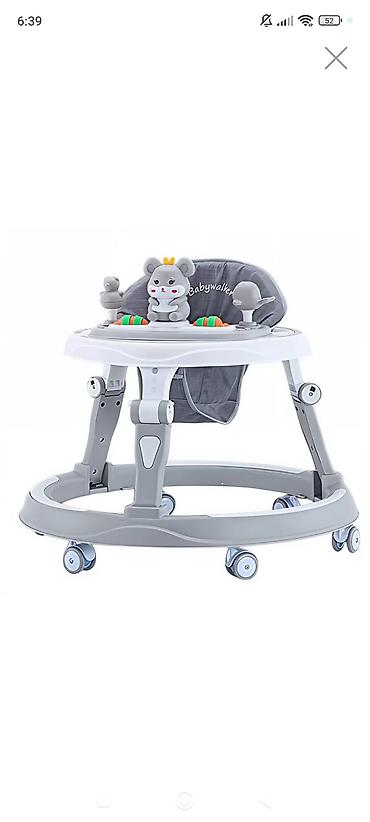 el arabası: Uşaq gəzdirəni (baby walker) – boz və ağ rəng çalarlarında, dairəvi — 1