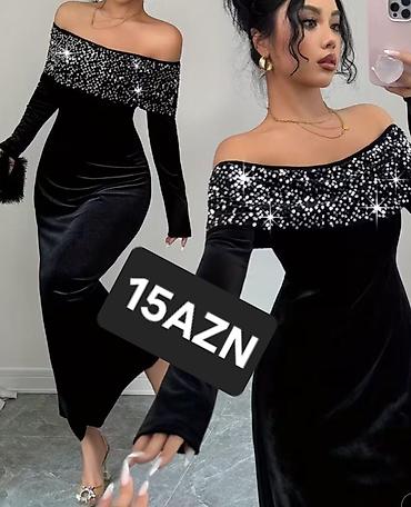 Ziyafət donları: Məhsul təsviri: 1) Qara samt uzun don - Model: ofşolder (çiyin açıq) — 1