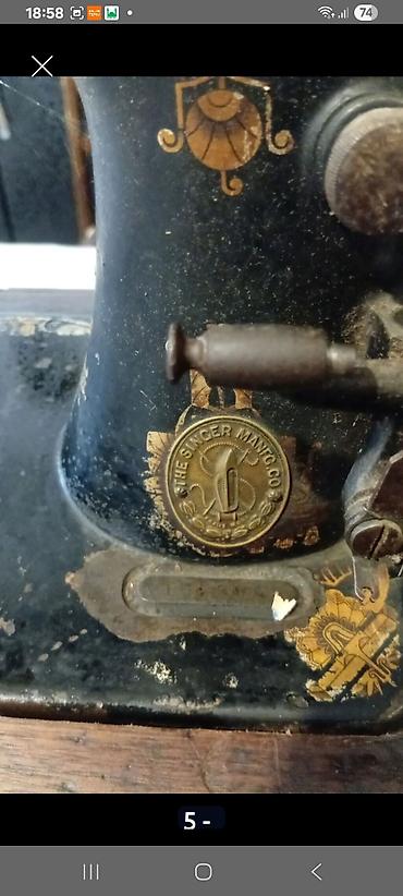 antik samdan: Məhsul: Singer mexaniki tikiş maşını (antik modellərdən), taxta üstlü — 4