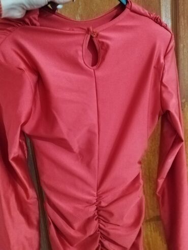 haljina broj iz italije deblji pamuk trikotaza: M (EU 38), bоја - Crvena, Koktel, klub, Dugih rukava