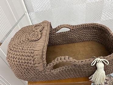lay lay matras: Əl işi toxuma beşik-səbət - Material: qalın toxuma ip (trikotaj — 1