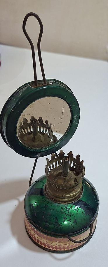qedimi mebel: Kerosin/yağ lampası – güzgülü, metal korpuslu, kolleksiya üçün — 2