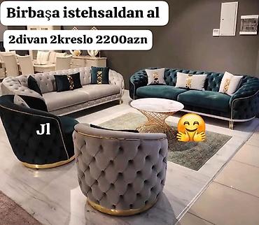 Divan və kreslo dəstləri: 2 divan 2 kreslo yeni dəst — 1