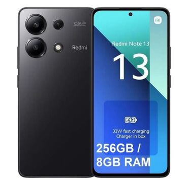 телефоны редми 9: Redmi, Redmi Note 13, Колдонулган, 256 ГБ, түсү - Кара, 2 SIM