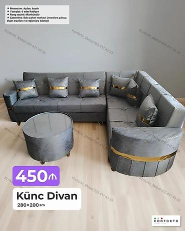 Ev və bağ: Künc divan – 280×200 sm - Açılan, bazalı mexanizm: gündəlik oturma və — 1