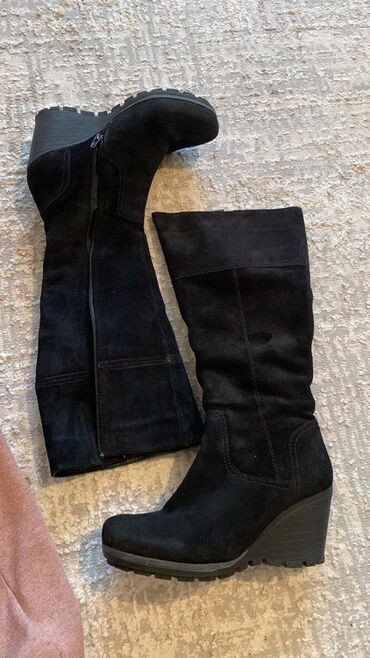 обувь для девочек: Женские зимние сапоги на танкетке натуральная замша, натуралка -