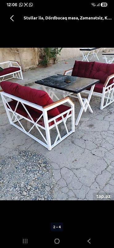 eyvan az: Kafe və lounge üçün metal karkaslı oturma dəsti - Tərkib: 2 ədəd iki — 6