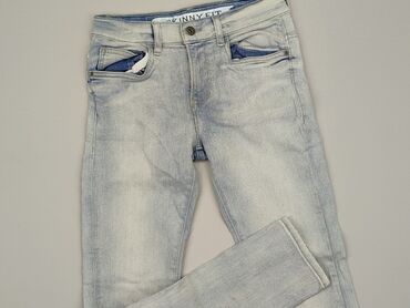 spodnie z szerokimi nogawkami jeansy: Spodnie jeansowe, C&A, 12 lat, 152, stan - Dobry