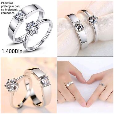 aliexpress prstenje: Posrebrene podesivi prstenje u paru sa moissanit kamenom od hirurskog — 3