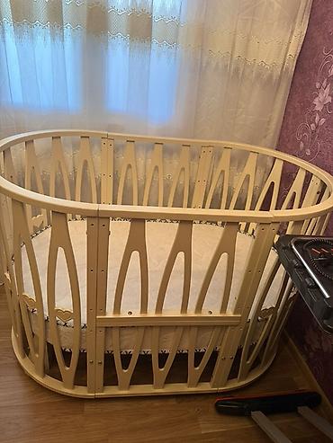 acar az: Oval formalı uşaq beşiyi - Material: ağac (açıq krem rəngində) — 3