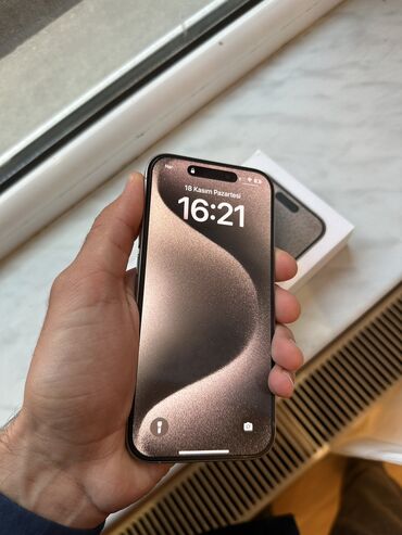 Apple iPhone: IPhone 15 Pro, 256 GB, Natural Titanium, Zəmanət, Simsiz şarj, Face ID