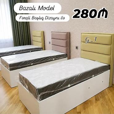 Ev üçün mebel: Bazalı tək çarpayı – G_1 modeli - Fərqli başlıq dizaynları - Yumşaq — 1