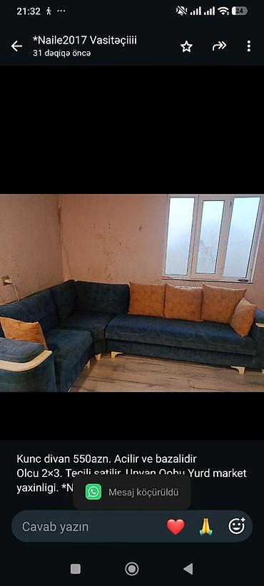 Kunc divan 550azn. Acilir ve bazalidir Olcu 2×3. Tecili satilir lalafo.az -da Kunc divan 550azn. Acilir ve bazalidir Olcu 2×3. Tecili satilir