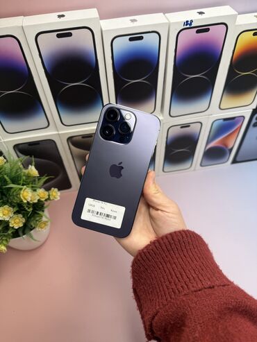 Apple iPhone: IPhone 14 Pro, Б/у, 128 ГБ, Зарядное устройство, Защитное стекло, Чехол, В рассрочку, 79 %