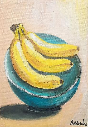 Декор и интерьер: Banana Natürmort Rəsmi – Original yağlı boya, kətan 20x30 sm Unikal — 1