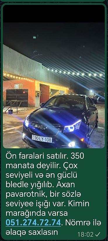 Chevrolet Cruze üçün ön faralar satılır. Xüsusiyyətlər: -
