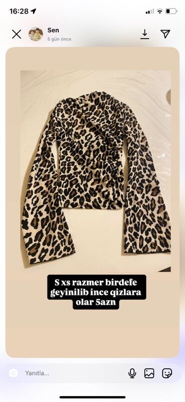 ketan koynekler: Leopar naxışlı qadın bluzası - Ölçü: S/XS (incə xanımlara uyğundur) -